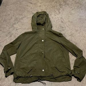 ‘LoveTree’ Green Zip Up/Button Up Rain Jacket